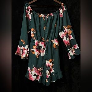 Green Floral Romper